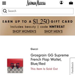 Gucci Grosgrain GG Supreme French Flap Wallet GUC